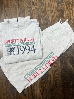 Sporty & Rich Light Gray '1994 Running Club' Sweatsuit